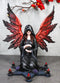 Hooded Cloak Dark Angel On Pentagram Ritual Floor Holding Crystal Ball Figurine