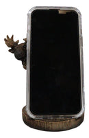 Rustic Western Whimsical Elk Moose Standing On Tree Ring Cell Phone Holder Stand
