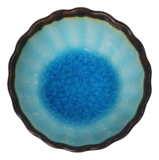 Pack Of 6 Crackle Blue Aozora Kannyu Small Round Appetizer Sauce Kozara Dishes