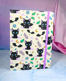 Cute And Creepy Bat Winged Cats Mystical Spell Notebook Journal Lined Page A5