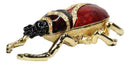Red Scarab Beetle Bug Enameled Pewter Austrian Crystals Trinket Jewelry Box