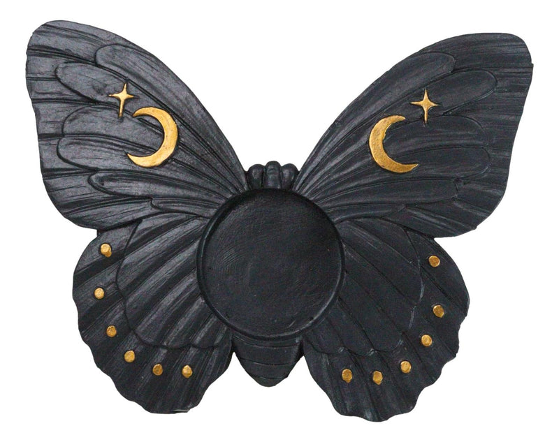 Wicca Metaphysical Celestial Moons Black Moth Votive Tealight Candle Holder