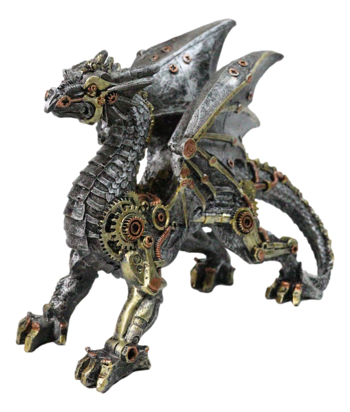 Steampunk Dragon Mechanical Cyborg Robot Sculpture Gears & Clockwork Details