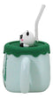 Cute Panda Bear By Bamboo Forest Green Ceramic Mug With Silicone Lid And Straw
