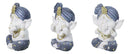 Set of 3 White Blue And Gold Turban See Hear Speak No Evil Ganesha Figurines