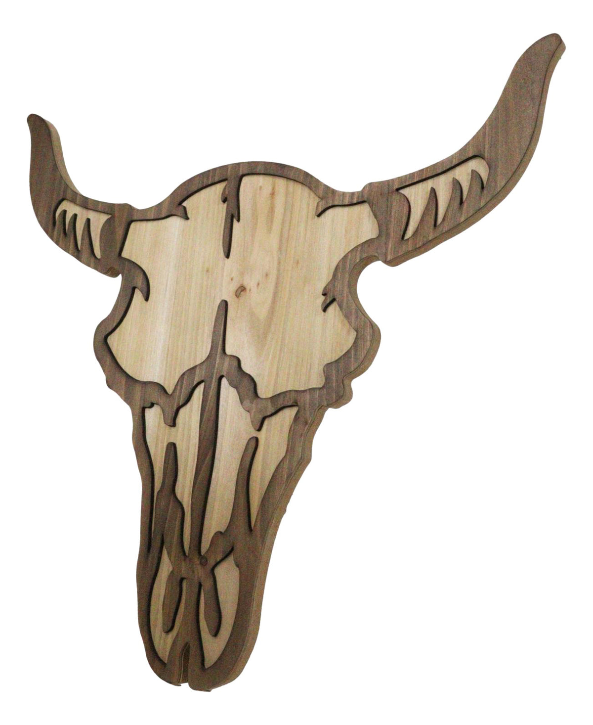 Rustic Western MDF Wood Bison Cow Skull Cutout Wall Decor Plaque 16.25"L