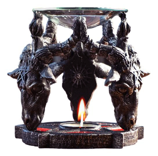 Occult Baphomet Sabbatic Goat Skulls Pentagram Candle Oil Tart Scent Burner