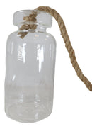 Farmhouse Rustic Country Hanging 11" H Glass Bottle Terrarium With Jute Strings