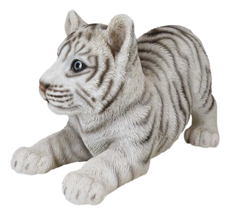 Ceramic Large Crouching White Tiger Statue