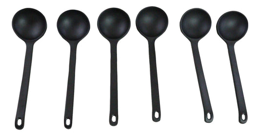 Pack Of 6 Ridged Matte Black Melamine Stirring Mixing Serving Ladle Spoons