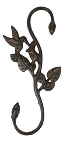 Pack of 2 Cast Iron Whimsical Hummingbird By Vine Planter Holder Wall Hook 11"H