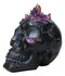 Macabre Wicca Magic Purple Hues Crystals Black Cranium Skull Figurine