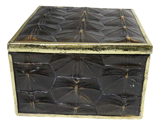 Realistic Faux Turtle Shell Print With Gold Trim Decorative Jewelry Trinket Box