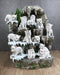 Snow Capped Wolf Den Rocky Cave Lair With Pine Trees LED Display Stand Sculpture