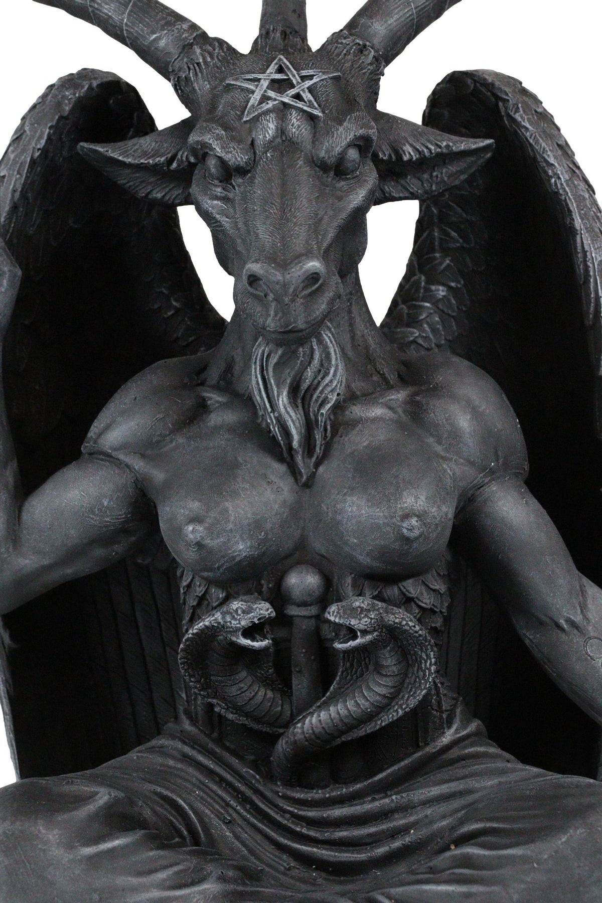 Faux Stone 3 Feet Oversized Sabbatic Goat Baphomet Statue - Ebros Gift