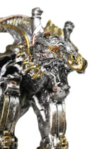 Dragon Motorcycle Metallic Silver & Gold Hot Rod Bike Sculpture Flame Accents