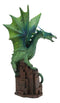 Green Terra Wyvern Monarch Dragon Perching On Medieval Castle Tower Figurine