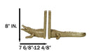 Nautical Marine Faux Gold Crocodile Alligator Head And Tail Bookends Pair Set
