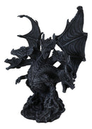 Gothic Faux Stone Ancient Legendary Five Headed Dragon Hydra Roaring Figurine