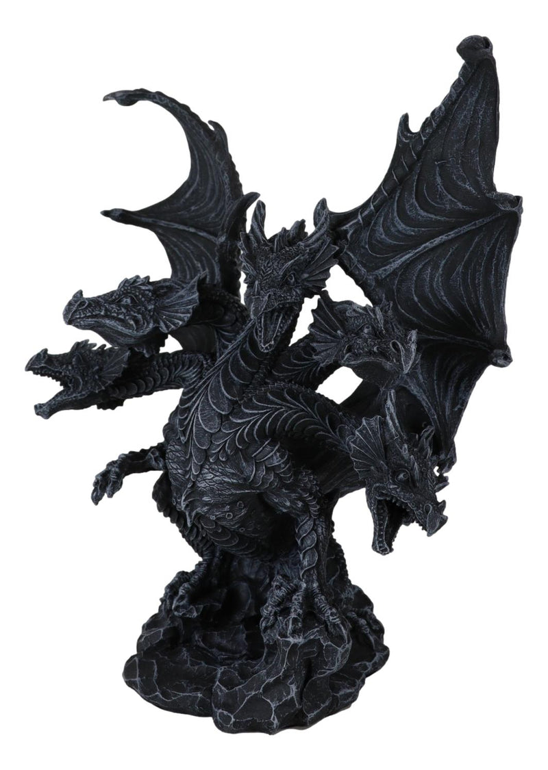 Gothic Faux Stone Ancient Legendary Five Headed Dragon Hydra Roaring Figurine