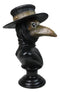Black Death Era Bubonic Plaque Doctor Head Bust With Raven Mask Sculpture 12"H