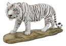 Prowling Fierce Leucistic Winter White Bengal Tiger Figurine 11.25" L