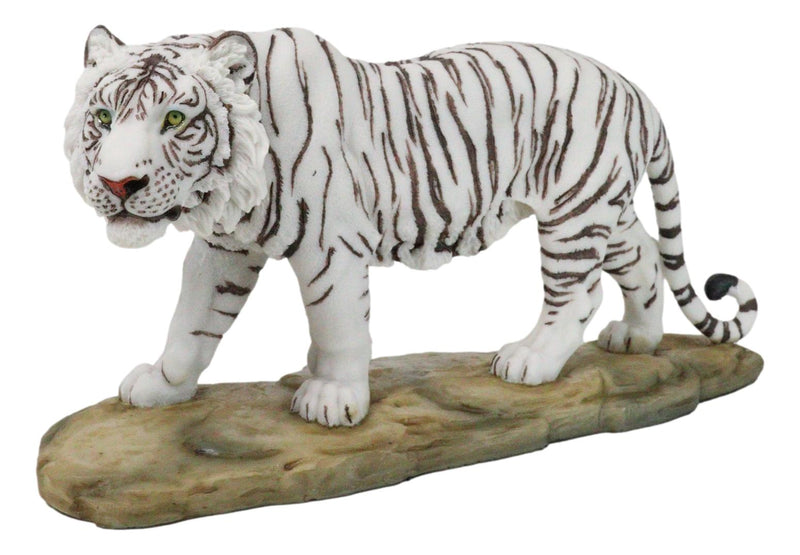 Prowling Fierce Leucistic Winter White Bengal Tiger Figurine 11.25" L