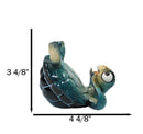 Comical Blue Shelled Sea Turtle On Back Flip Cell Phone Holder Stand Figurine