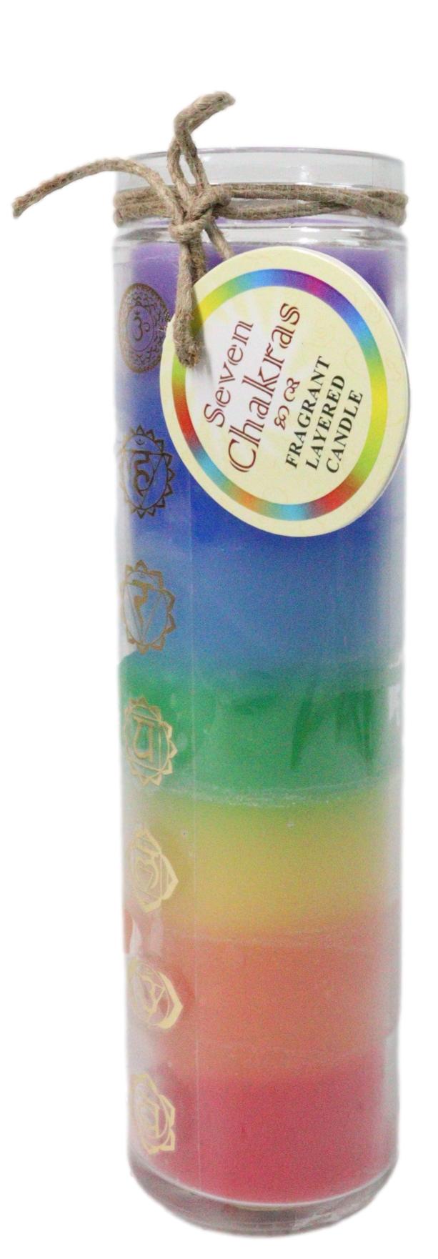 Rainbow 7 Chakra Zones Multi Scent Wicca Mystic Spiritual Tall Tube Candle