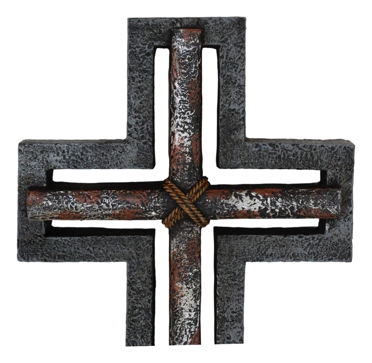 Rustic Western Layered Rust Finish Crossed Ropes Wall Cross Christian Plaque