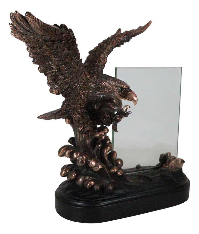 American Bald Eagle Catching Fish In Water Picture Frame Bronzed Resin Figurine