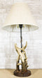 Rustic Western Entwined Stag Deer Antlers On Tree Ring Table Lamp With Shade