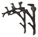 Pack of 2 Cast Iron Nature Flora Fauna Twig Branch Wall Shelf Brackets 7"H