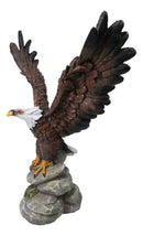 American Bald Eagle with Open Wings On Rock Cliff Statue Figurine 9.75" Tall