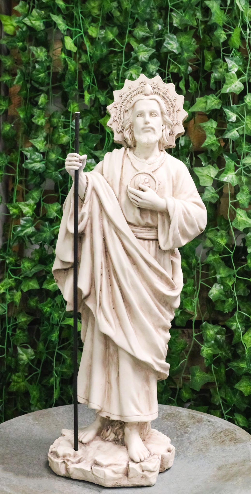 Catholic Church Saint Jude with Staff and Medal Large Outdoor Statue 24" Tall - Ebros Gift