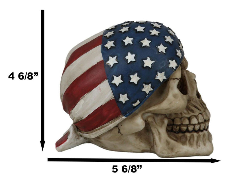 Independence Day Patriotic US Flag Stars And Stripes Skull Bandana Figurine