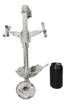 Cast Iron Antiqued White Spigot Faucet Bird On Flower Wall Bird Feeder Bath 16"H