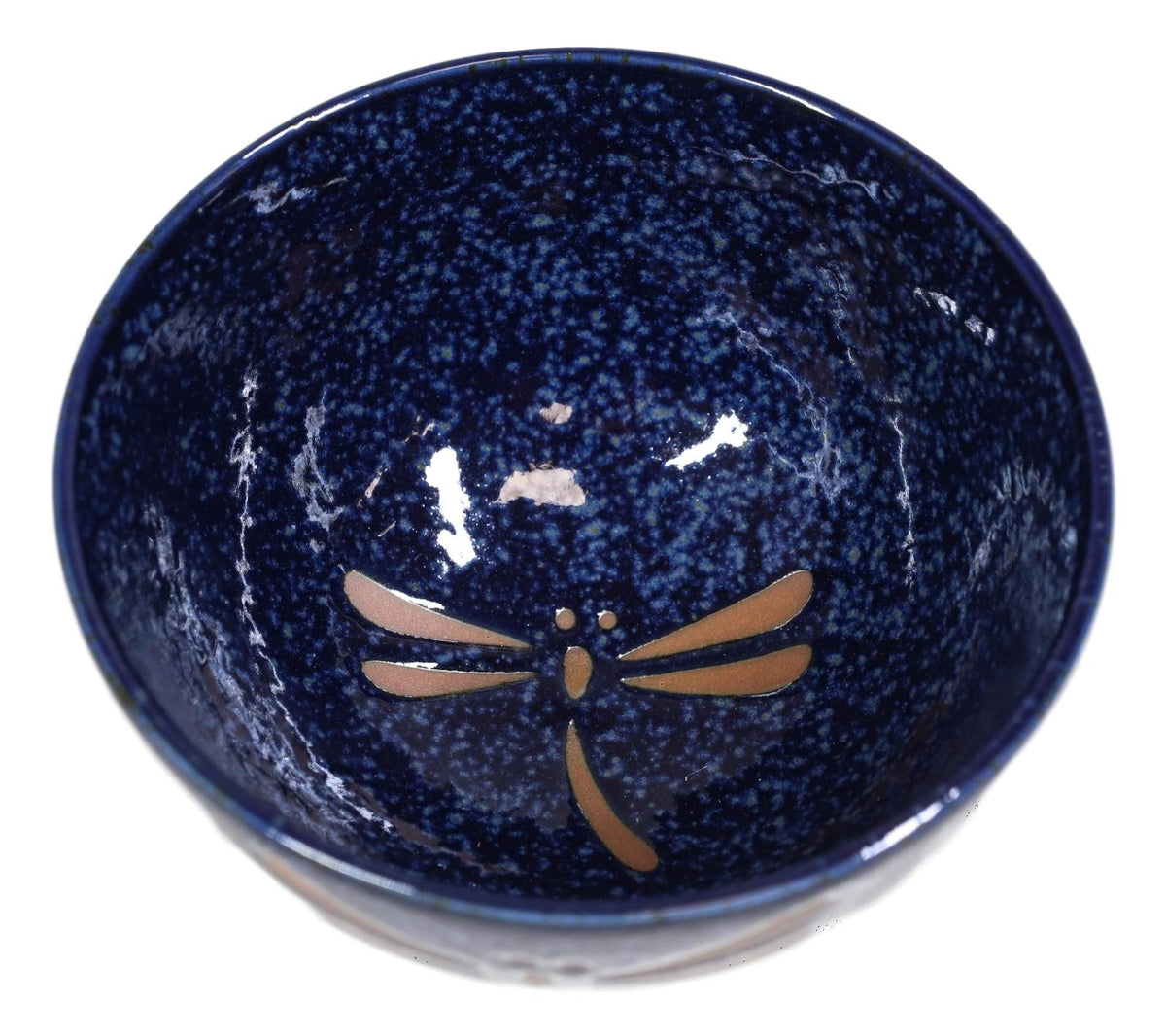 Made In Japan Auspicious Dragonfly Blue Rice Soup Dessert 8oz Bowls Set of 4