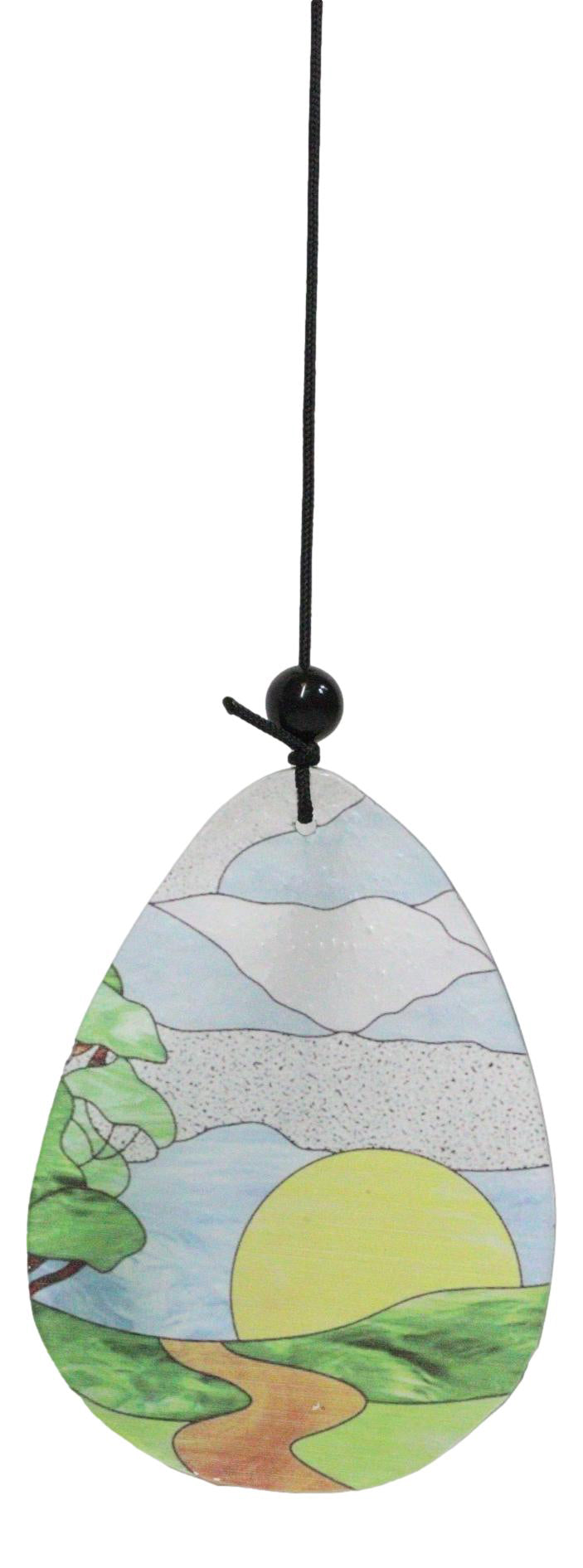 Mystical Great Horned Owl Colorful Art Glass Hanging Wind Chime With Metal Rods