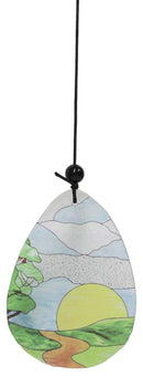 Mystical Great Horned Owl Colorful Art Glass Hanging Wind Chime With Metal Rods