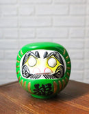 Green Talisman of Vitality Japanese Zen Daruma Figurine With Unpainted Eyes