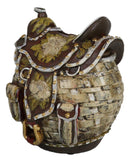 Rustic Western Brown Cowboy Horse Saddle Floral Wicker Design Coin Piggy Bank