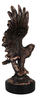 Majestic Bald Eagle With Open Wings Perching On Tree Branch Statue With Base