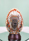 Tribal Indian Chief Wolf With Headdress Roach Egg Shaped Money Bank Figurine
