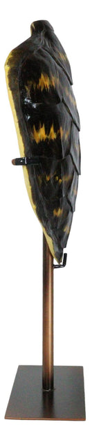Nautical Marine Black Tone Faux Hawksbill Turtle Shell Sculpture With Pole Stand