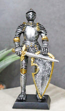 Medieval Valiant Knight Suit Of Armor With Sword And Spade Shield Mini Figurine