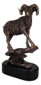 Ebros Gift Country Wildlife Animal Taxidermy Bighorn Sheep Ram Climbing on Sloping Rock Statue with Trophy Base 12" H Bronze Electroplated Resin Figurine Cabin Lodge Cottage Themed Decor Accent