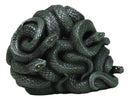 Aztec Quetzalcoatl Green Slithering Snake Serpents Cranium Skull Figurine