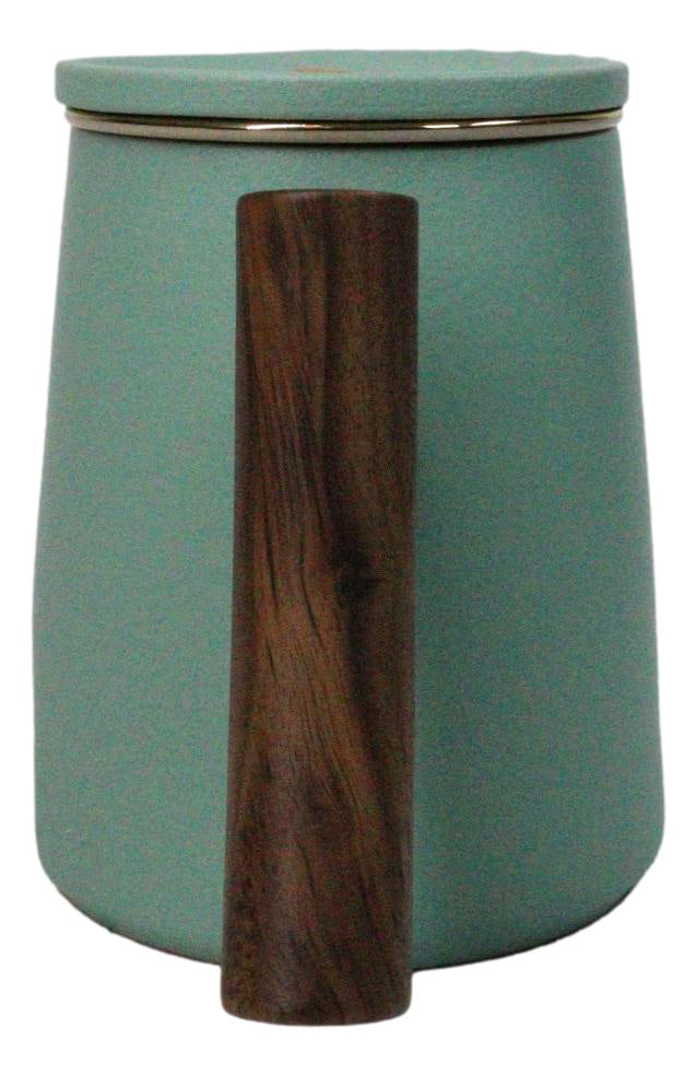 Mint Green 15 Oz Chic Porcelain Tea Mug with Wooden Handle, Lid and Infuser