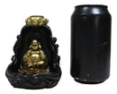 Golden Laughing Buddha Hotei On Black Cloud Lotus Backflow Incense Cone Burner